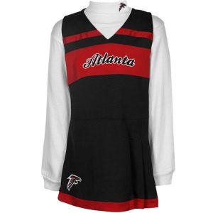 Atlanta Falcons Infant Girls Jumper Turtleneck Cheer Dress – Black/White