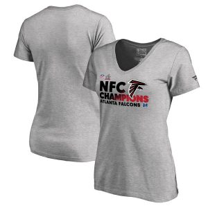 Atlanta Falcons Women’s 2016 NFC Conference Champions Trophy Collection Locker Room V-Neck T-Shirt – Heathered Gray